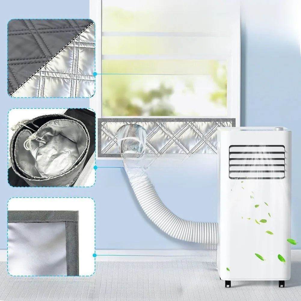 Portable AC Window Sealing Cloth | Silver Exhaust Hose Cover