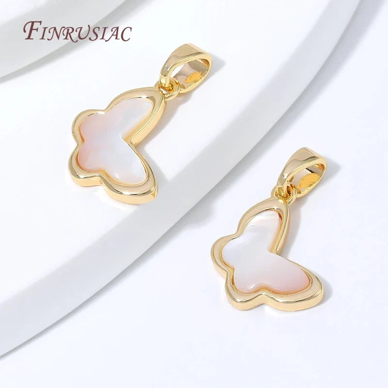 18K Gold Plated Mother of Pearl Shell Charms – Heart & Butterfly