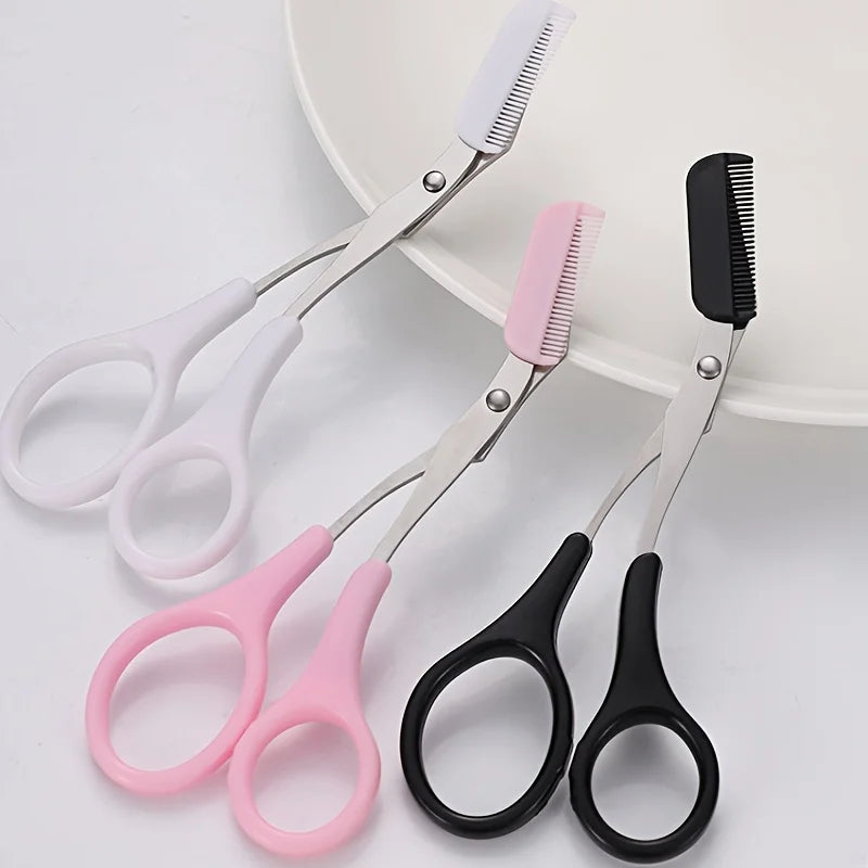 Stainless Steel Eyebrow Scissors with Comb | Precision Grooming
