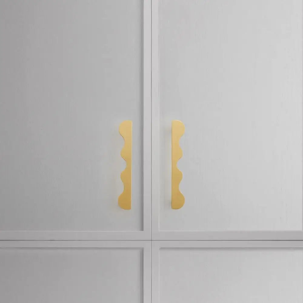 Modern Wave Brass Cabinet Handles & Drawer Pulls – Gold Bronze