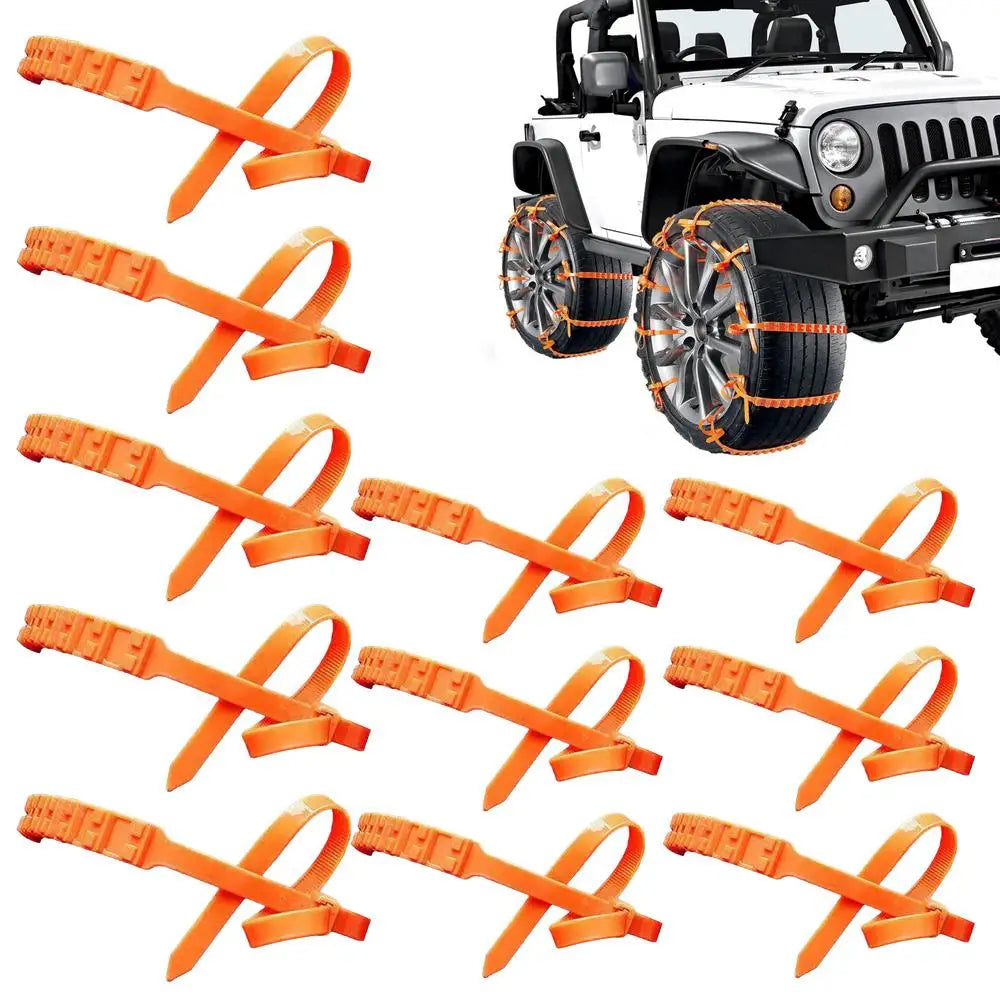 Tire Snow Chains 10-Piece Anti-Slip Zip Ties | Sedan SUV Truck