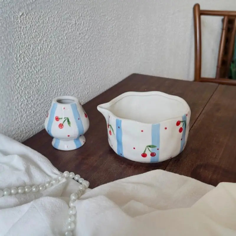 Handcrafted Ceramic Mixing Bowl Set with Pour Spout & Insert