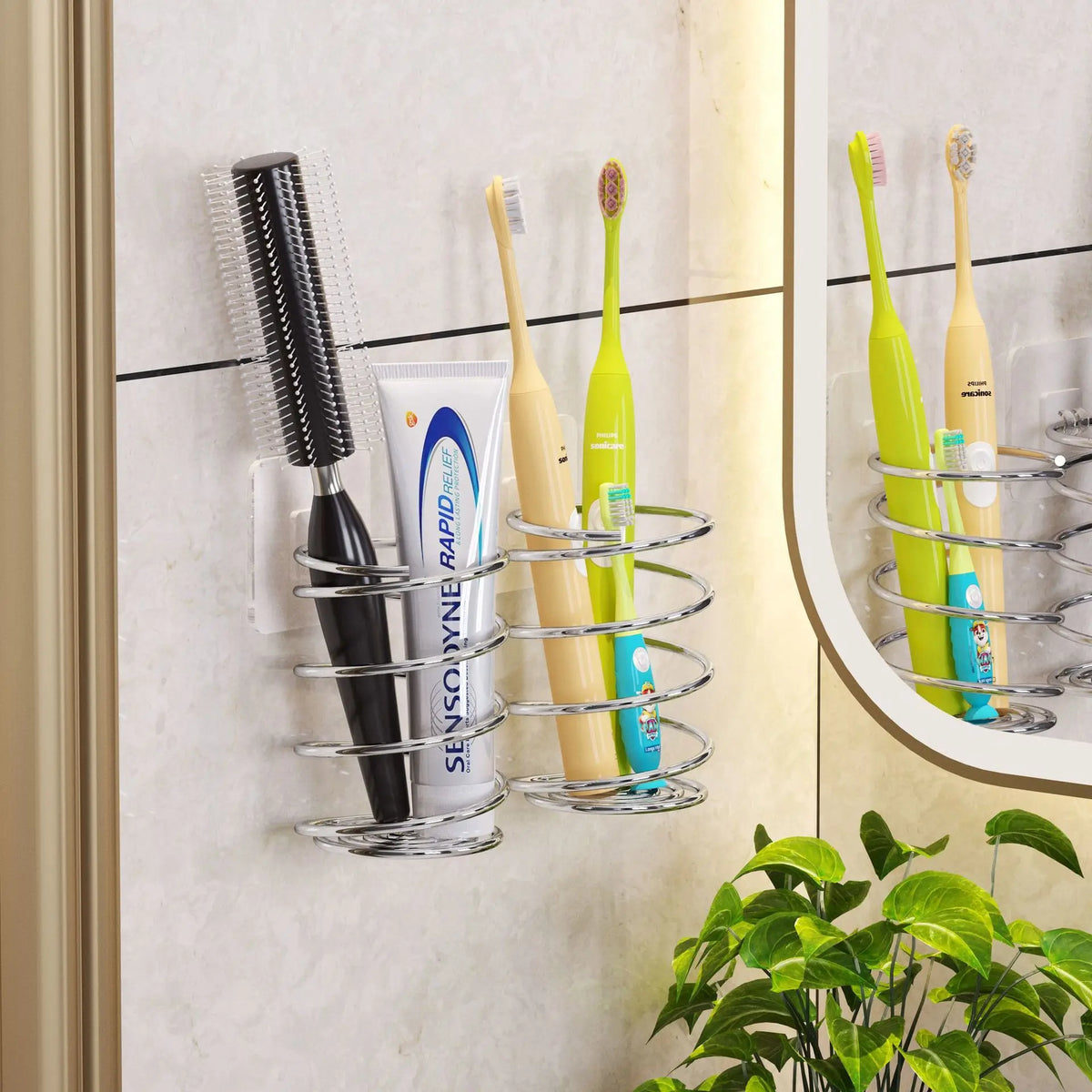 Spiral Toothbrush & Makeup Brush Holder | Bathroom Organizer