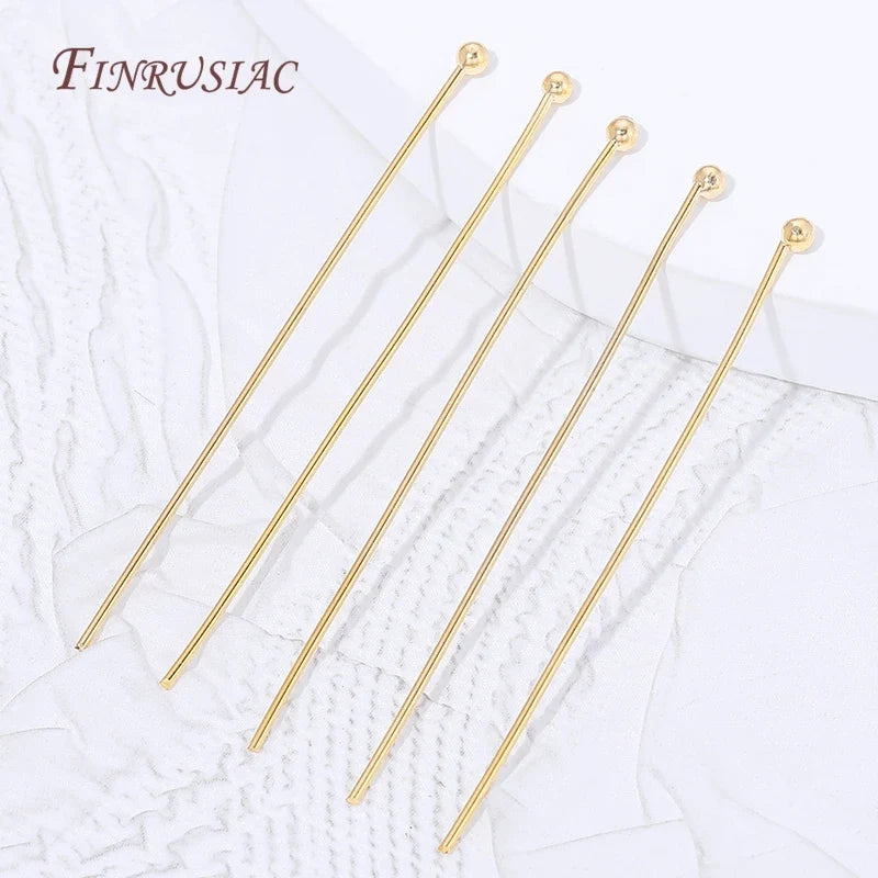 18K Gold Plated Ball Head Pins – Long Stem Beading Pins