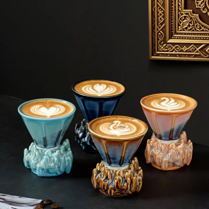 Kiln-Glazed Ceramic Espresso Cup & Saucer | 110ml Italian Style