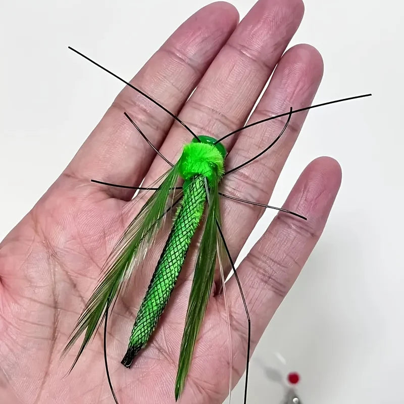 Green Grasshopper Cat Teaser Wand Replacement Head Toy