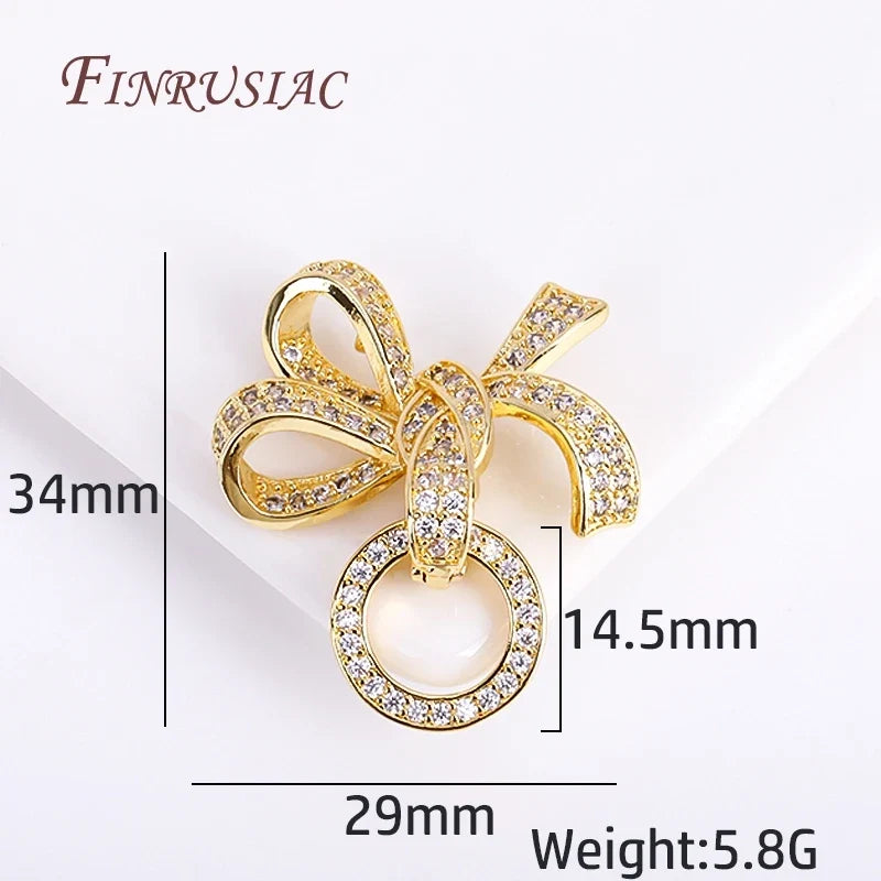 18K Gold Plated Zircon Butterfly Bowknot Pearl Clasp | DIY Jewelry