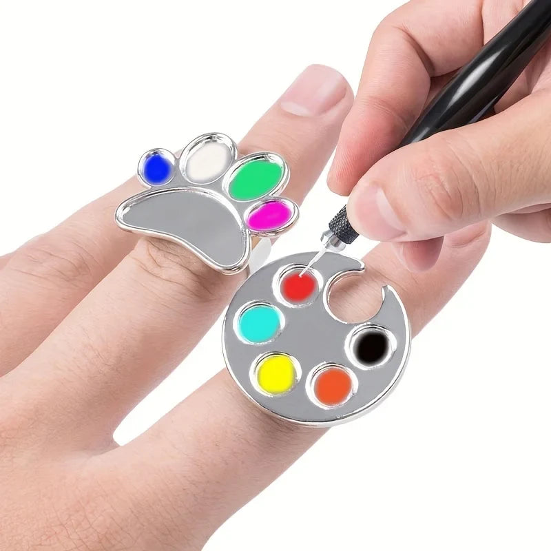 Mini Nail Art Palette Ring – UV Gel Color Mixing Tool