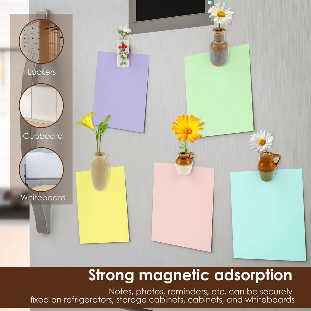 Ceramic Mini Vase Fridge Magnets – 3 or 5 Pcs Plant Décor