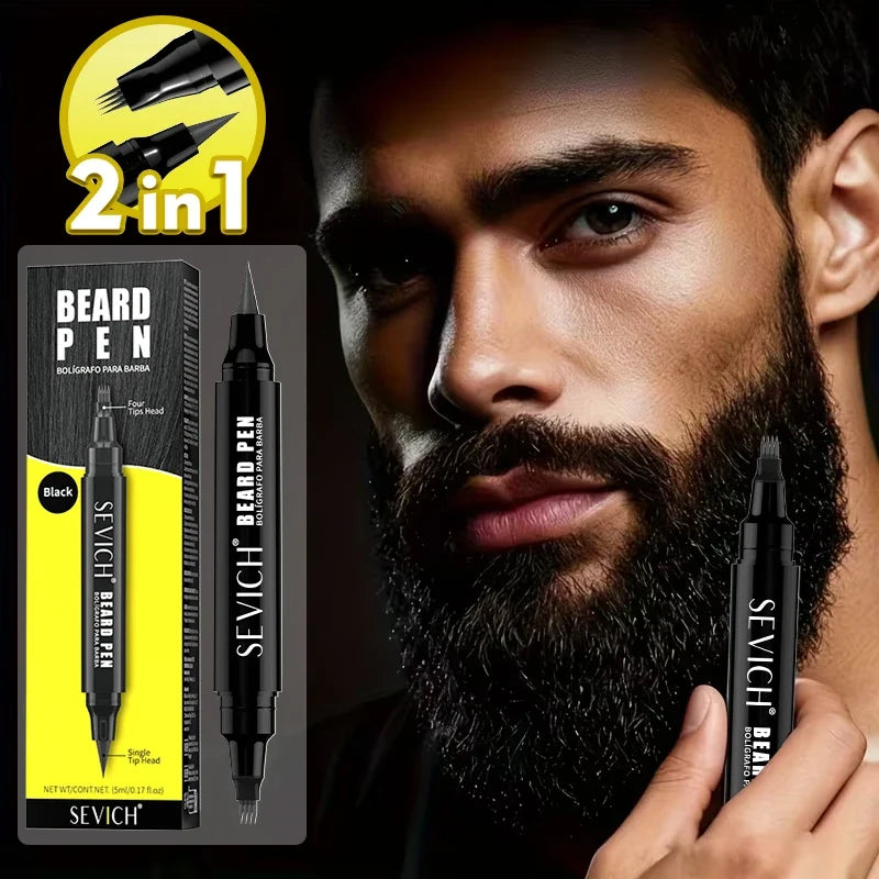 Sevich Waterproof Beard Filler Pen – Dual-Tip | Black & Brown