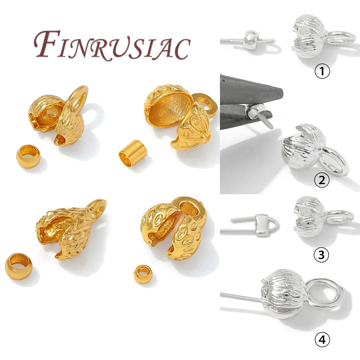110Pcs 18K Gold Plated Crimp Beads & Covers – DIY Jewelry