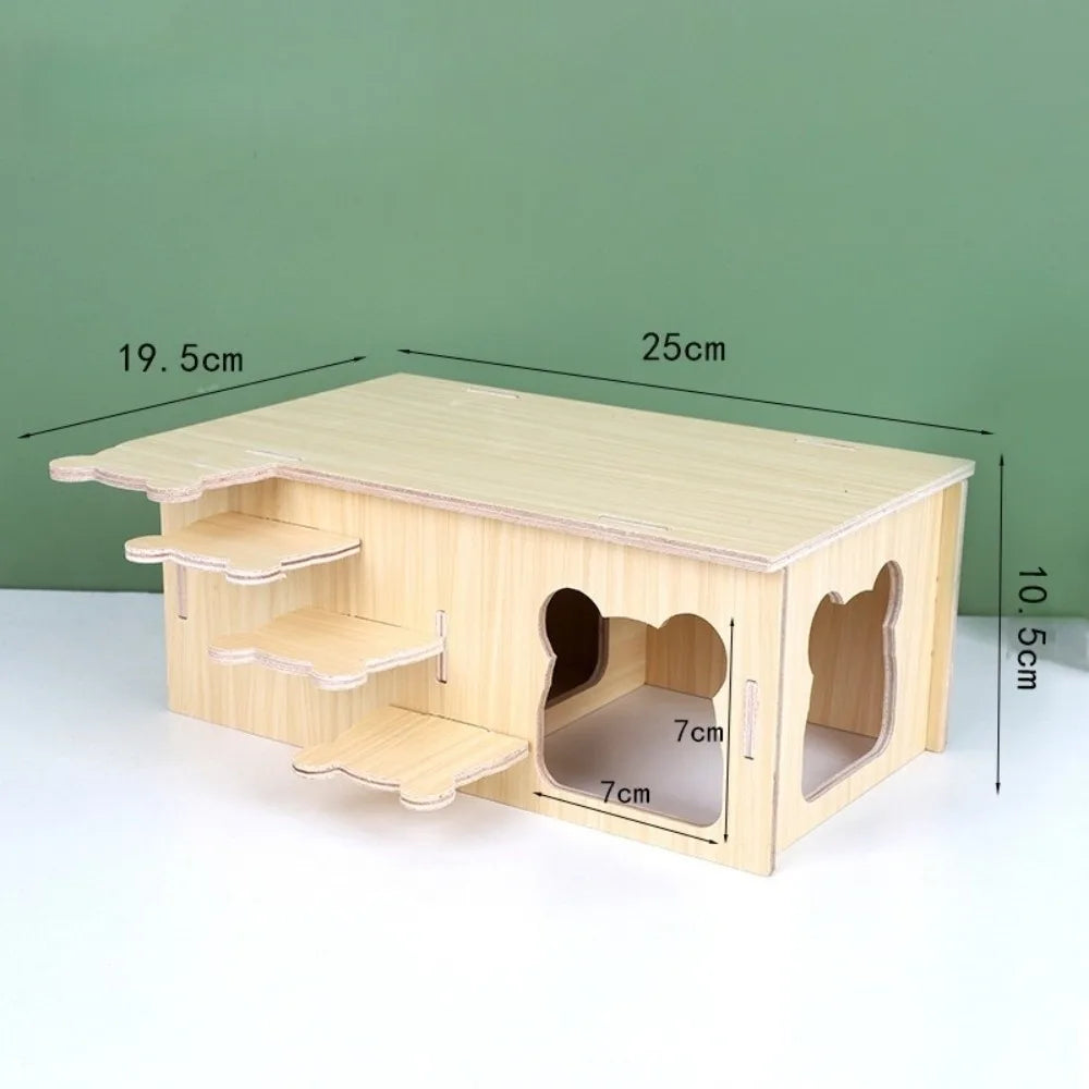 Wooden Hamster Villa – Seesaw, Swing & Climb Cage Toy