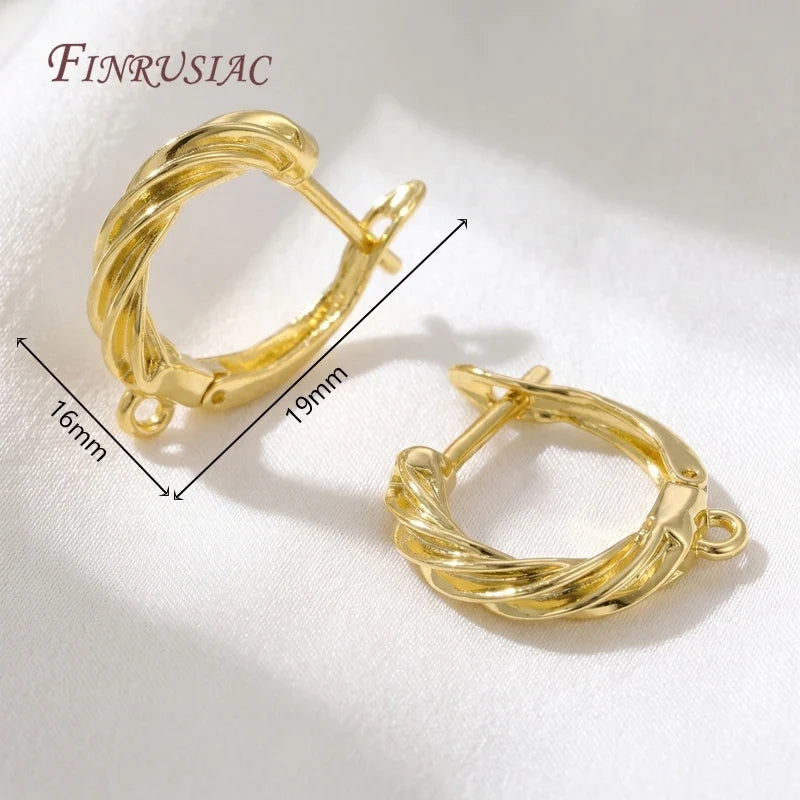 Fan Twist Wave Leverback Earring Hooks 18K Gold Plated DIY