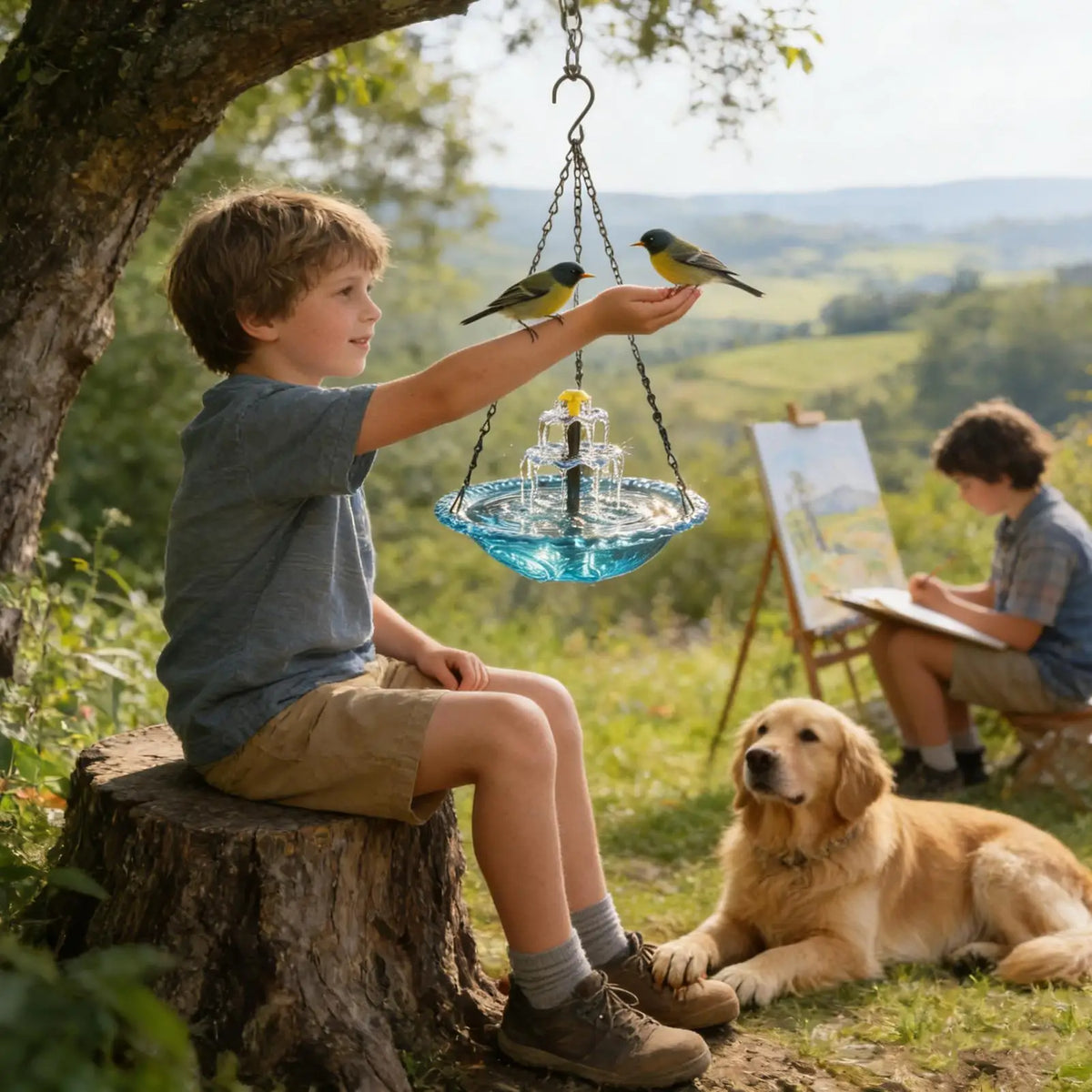 Solar Bird Bath with Fountain – Garden Hummingbird Birdbath
