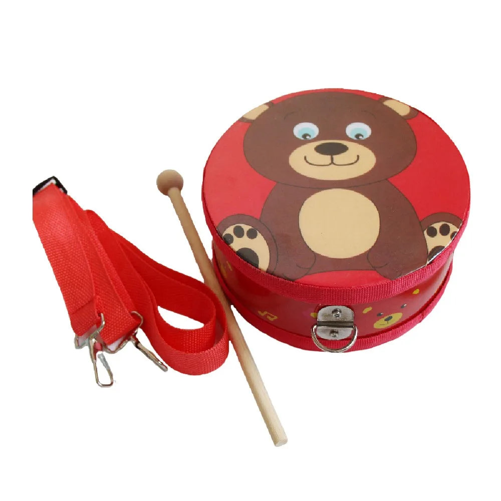 Kids Wooden Percussion Drum – Animal Pattern & Carry Strap