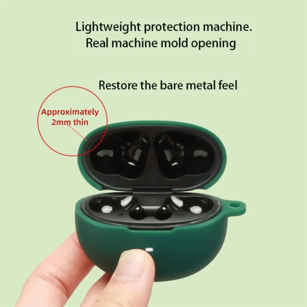 Silicone Case with Carabiner for QCY MeloBuds N70 – Dustproof
