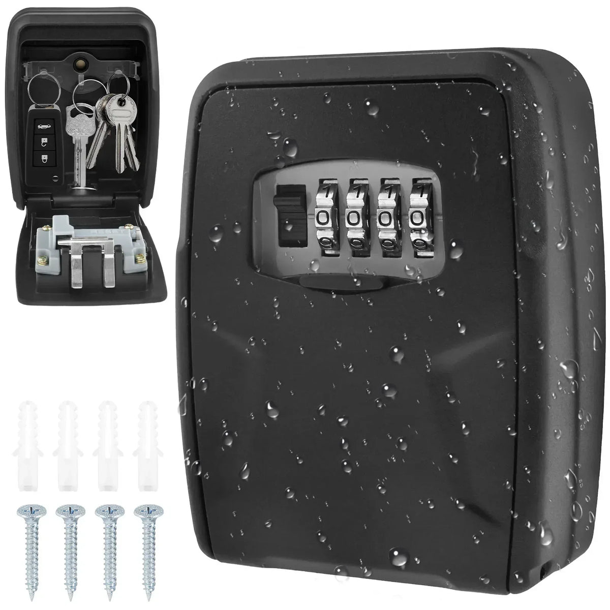 Wall Mount Key Lock Box – 10-Key 4-Digit Combination Code