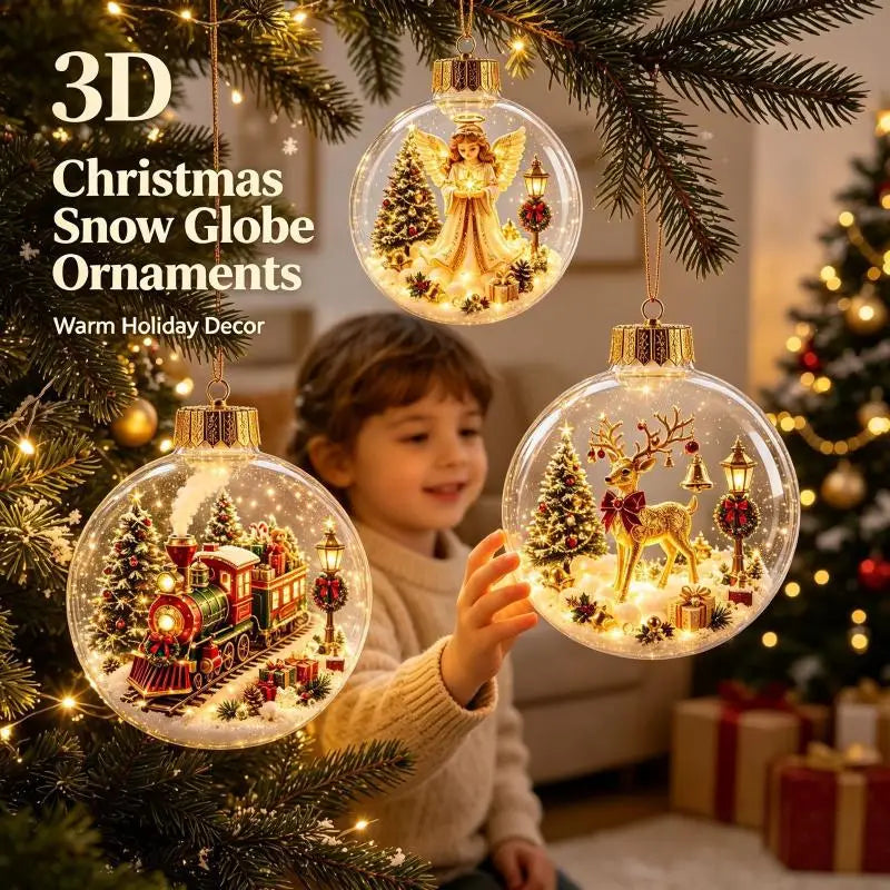 LED Luminous Christmas Crystal Ball Ornament – Santa & Snowman