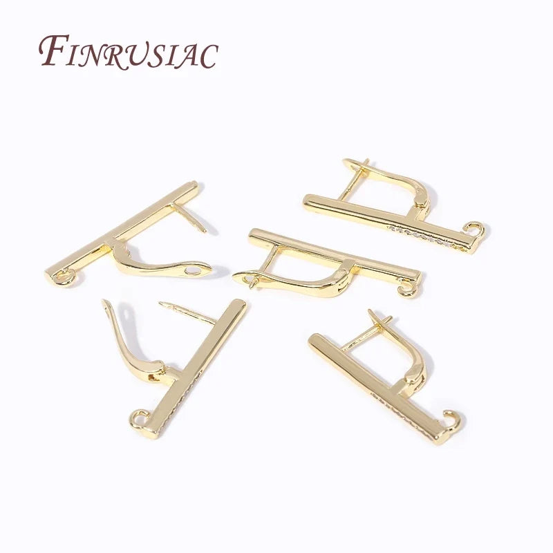18K Gold Plated Zircon Earring Hooks | DIY Jewelry Findings
