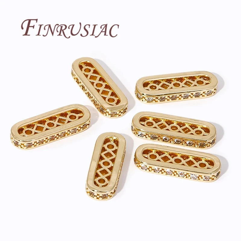 14K/18K Gold Plated Zircon Spacer Bar Beads – 3/5/7 Holes