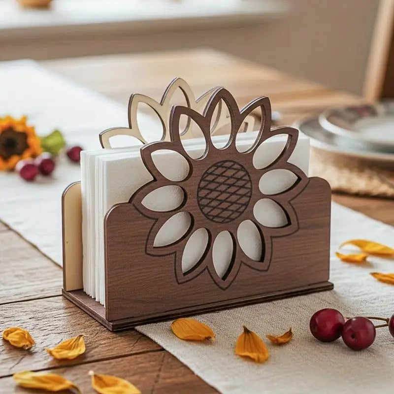 Wooden Sunflower Napkin Holder – Farmhouse Table Decor