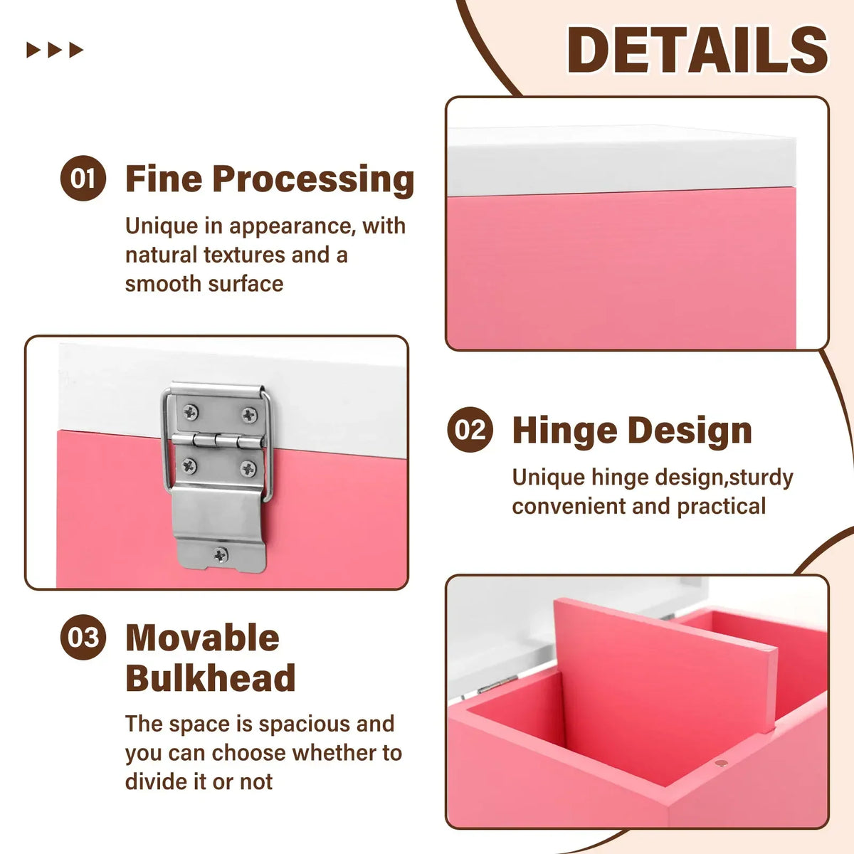 Wooden Tampon & Pad Organizer Box – 2-Compartment Hinged Lid