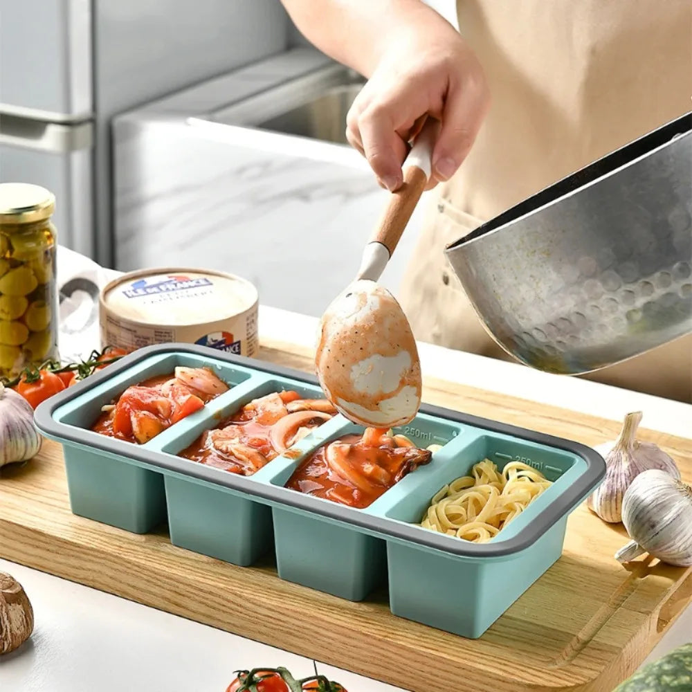 Silicone Freezer Tray with Lid – Large Ice Cube Meal Prep Mold