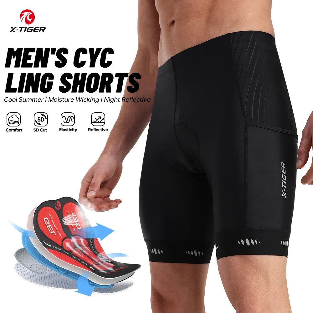X-TIGER Men's 5D Gel Padded Cycling Shorts – MTB Underwear