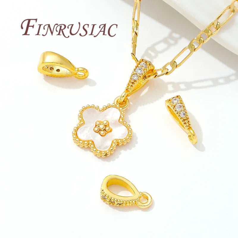 14K Gold Plated Brass Pendant Bails Open Ring DIY Jewelry Findings