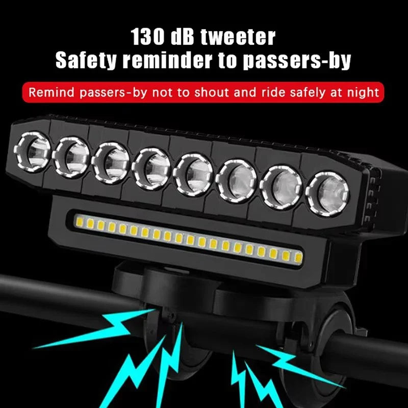 USB Rechargeable Bike LED Front Light & Horn – MTB & Road