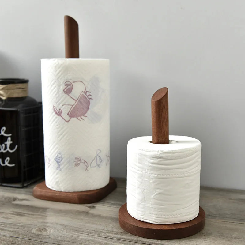 Solid Wood Kitchen Rack – Vertical Tissue & Cling Film Holder