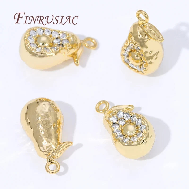 18K Gold Plated Mango & Strawberry Fruit Charms for DIY Jewelry