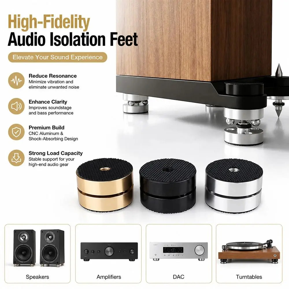 HiFi Audio Isolation Feet CNC Aluminum Alloy Speaker Foot Pad