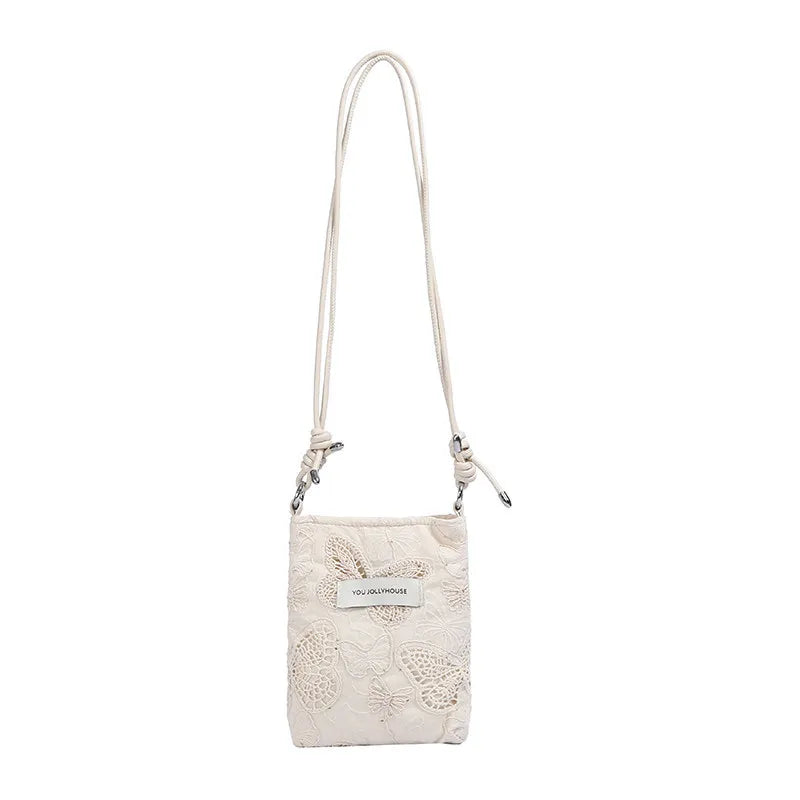 Korean Floral Embroidered Canvas Crossbody Bag | Nixie