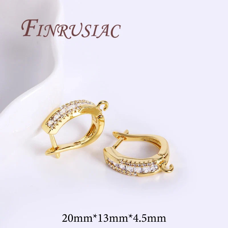 18K Gold Plated Zircon Earring Hook Clasps | DIY Earwires