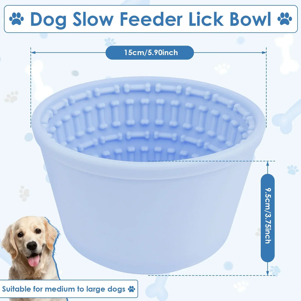 Silicone Slow Feeder Dog Bowl – Large, Anti-Skid Suction Cup