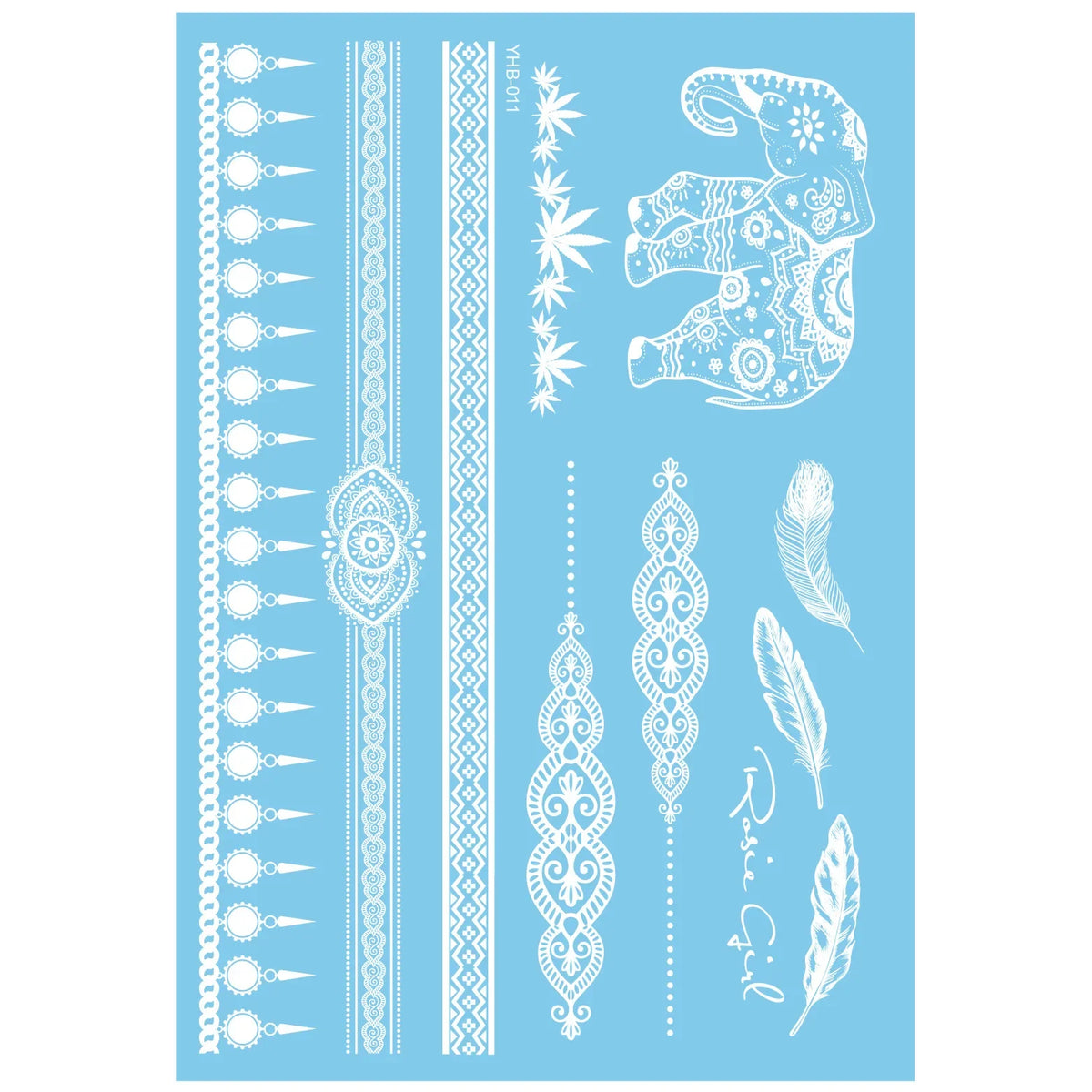 White Lace Temporary Tattoos – Moon Flower Star Body Art