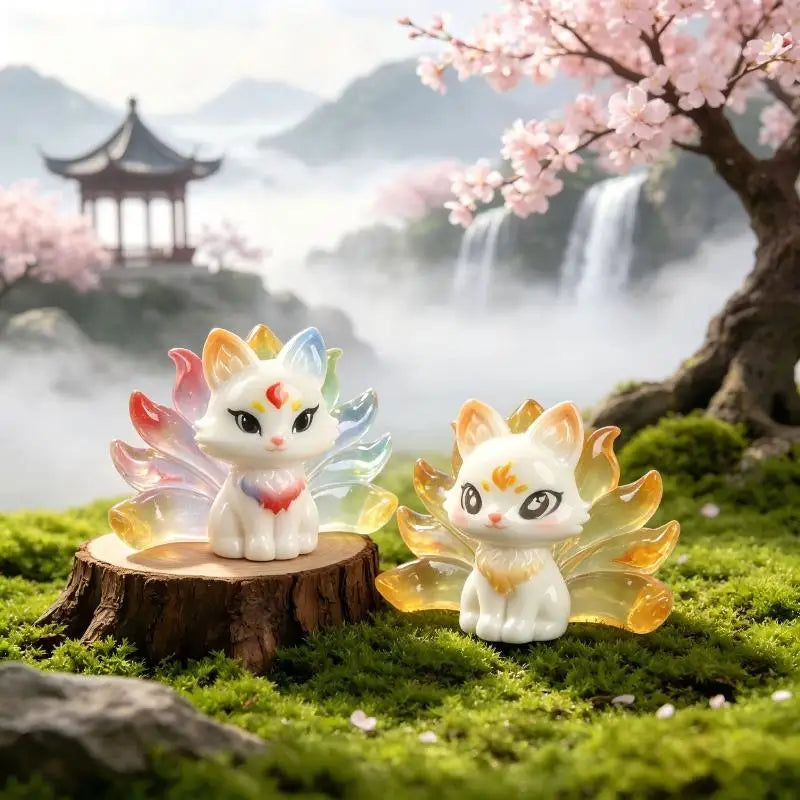 Mini Nine-Tailed Fox Resin Figurine – DIY Charm & Décor