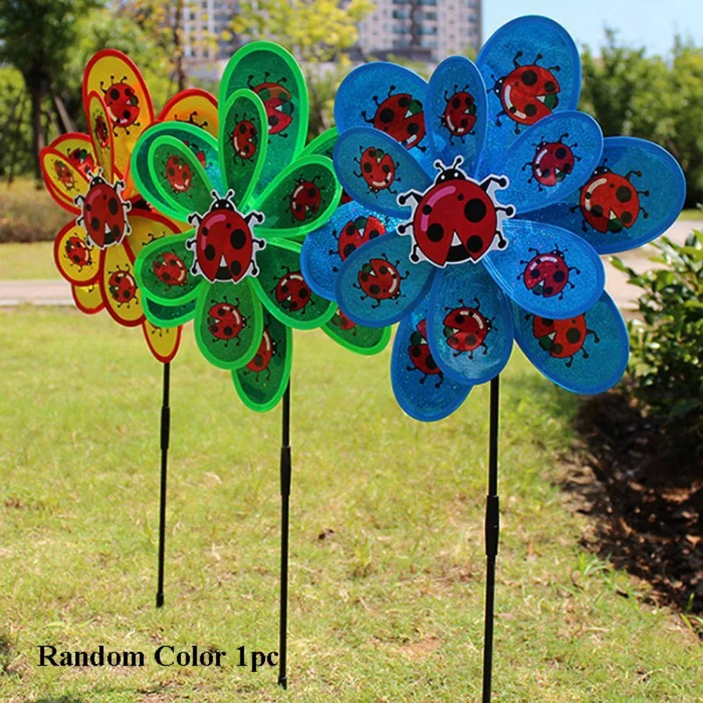 Sparkly Insect Cartoon Pinwheel Wind Spinner | Garden Windmill