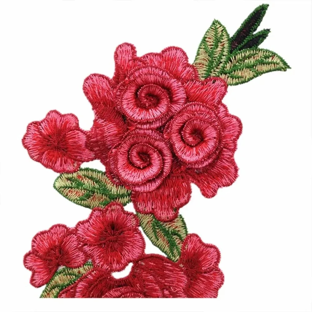3D Embroidered Rose Flower Sew-On Patch – Ethnic Appliqué