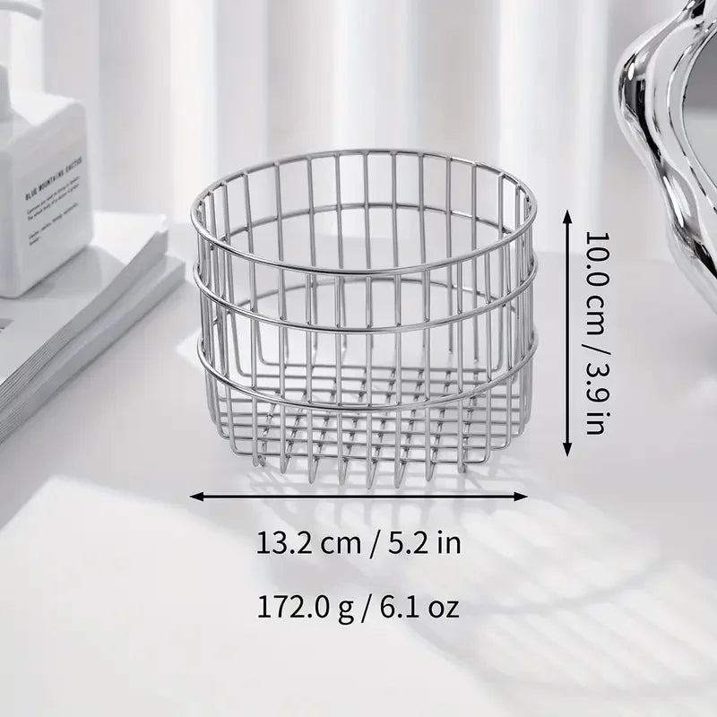 Stainless Steel Round Makeup Brush & Cosmetic Organizer