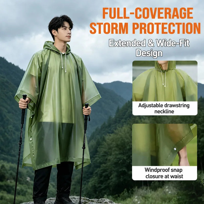 3-in-1 Waterproof Rain Poncho – Cape, Ground Mat & Tarp