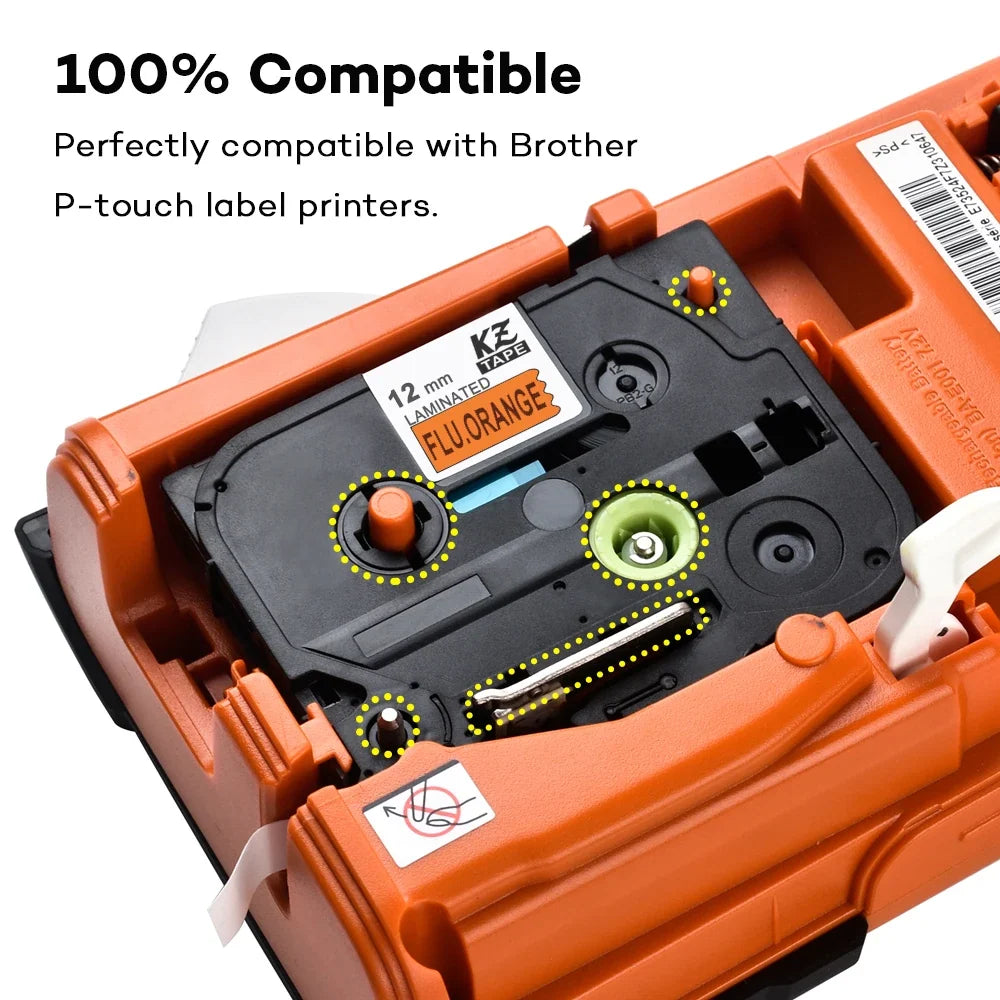 3-Pack Fluorescent Label Tape Compatible Brother TZe P-Touch