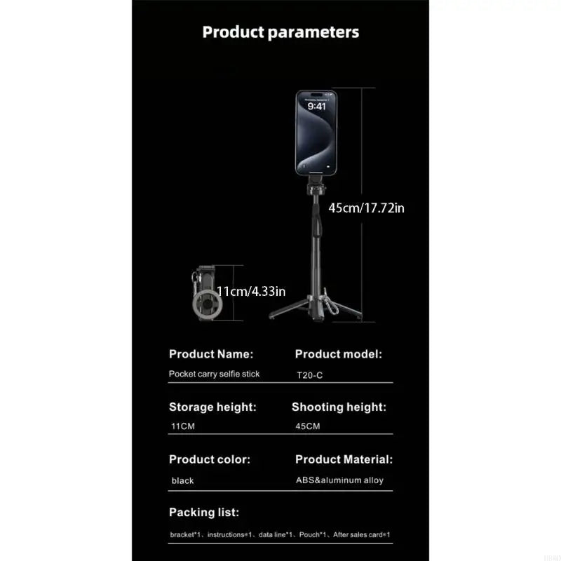 Foldable Phone Stand – 4-Leg Base & Extendable Arm, 45cm