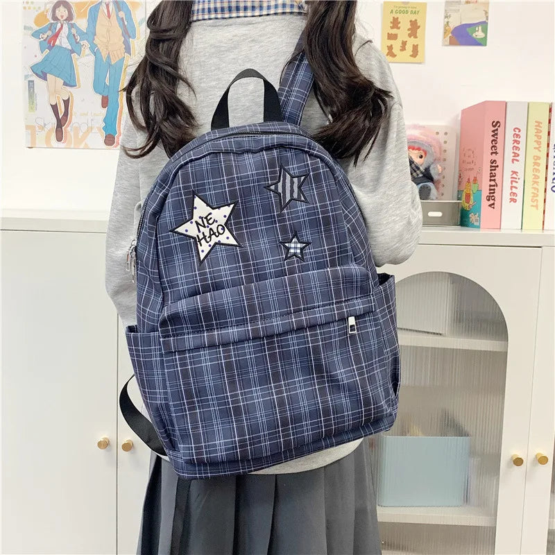 Korean Star Polka Dot Backpack – Large Capacity Nylon Bag