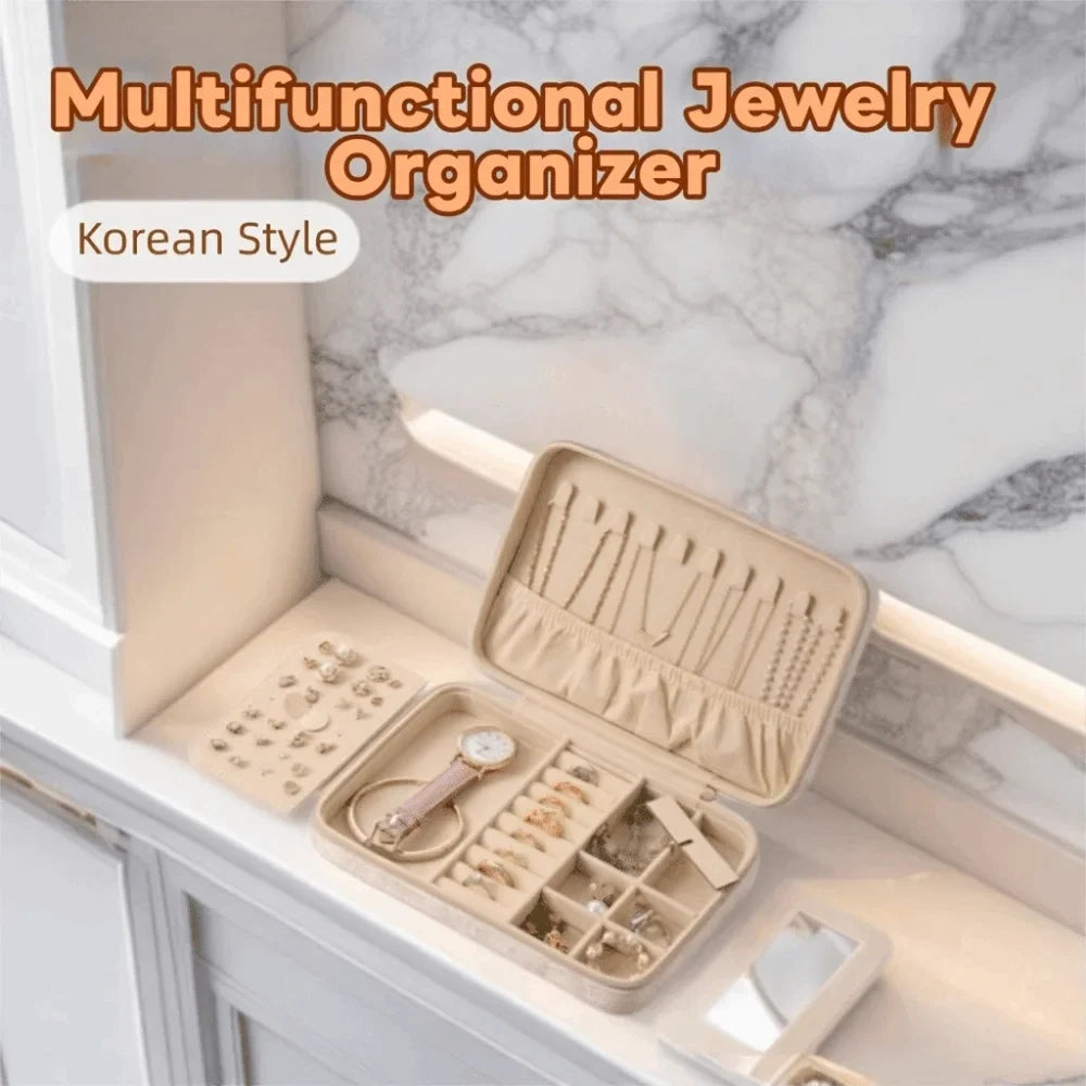 Velvet Jewelry Box with Zipper & Removable Dividers