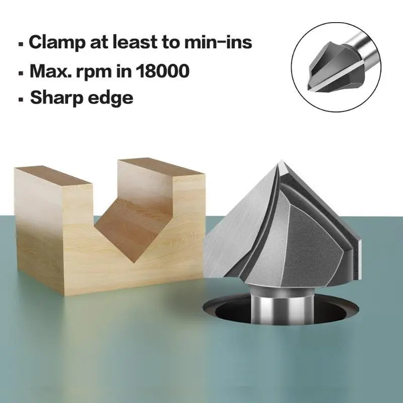 90° V-Groove Router Bit 1/4" & 1/2" Shank – Wood & ACP