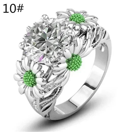 Women's Daisy Charm Silver-Plated Ring | Sizes 6–10