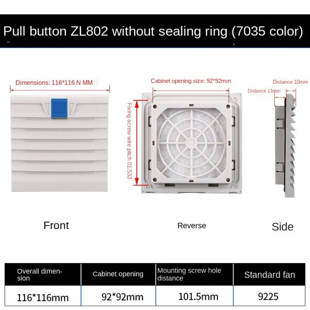 ABS Cabinet Ventilation Filter Grille with Louver Shutters
