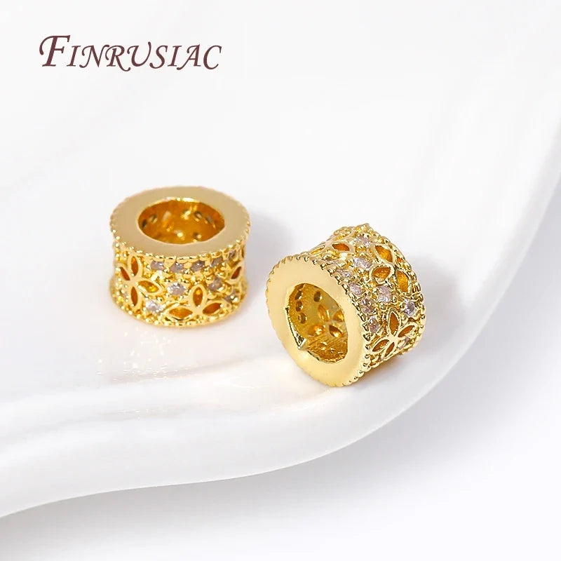 18K Gold Plated Zircon Round Spacer Beads – DIY Jewelry Making